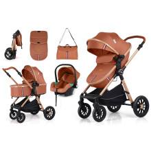 Baby Buggy Pram Pushchair Stroller 3 in 1 Child Lightweight Folding Stroller 3 in 1 Travel System Pram for Newborns & Toddlers from Birth