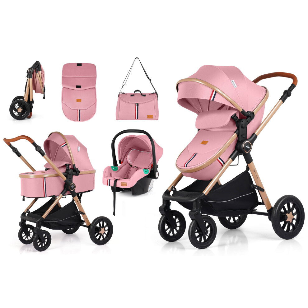 Baby Buggy Pram Pushchair Stroller 3 in 1 Child Lightweight Folding Stroller 3 in 1 Travel System Pram for Newborns & Toddlers from Birth