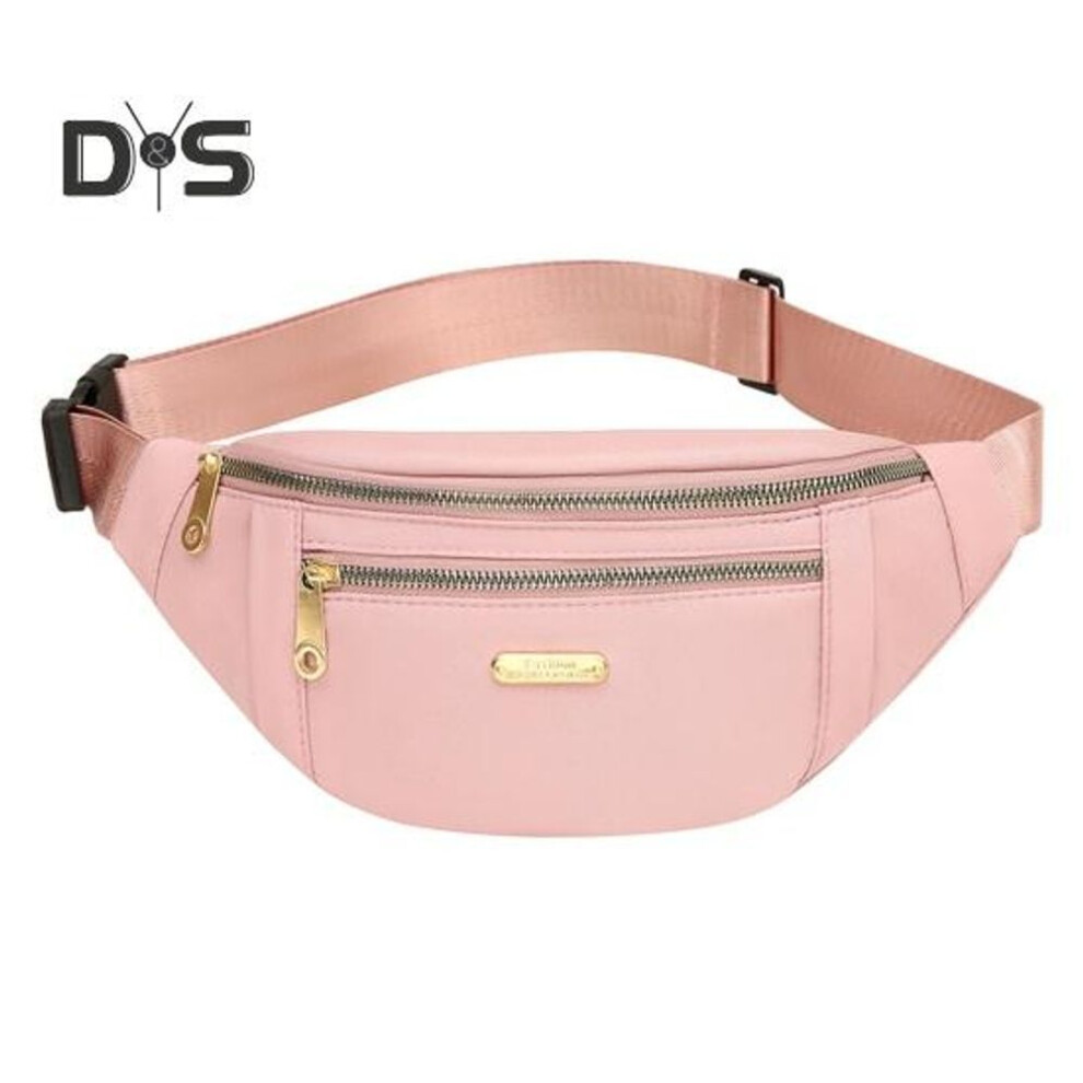 (pink) Unisex Waist Bag Adjustable Elastic Strap Zipper Closure Large Capacity Lightweight Outdoor Sports Fanny Pack Stall Owner Purse Outdoor Chest Bag