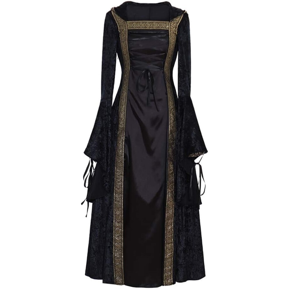 (Black, Medium) Women's Medieval Renaissance Retro Gown Cosplay Costume Dress