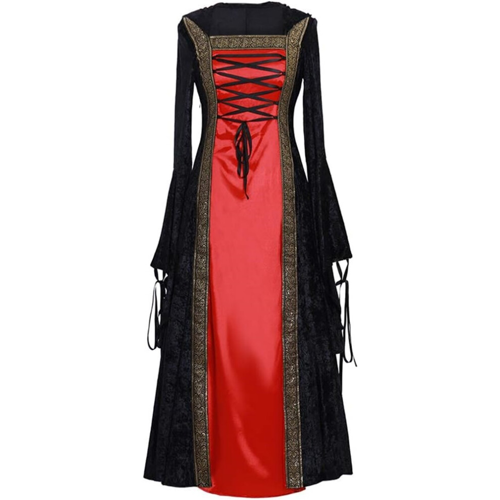 (Red&black, XX-Large) Women's Medieval Renaissance Retro Gown Cosplay Costume Dress