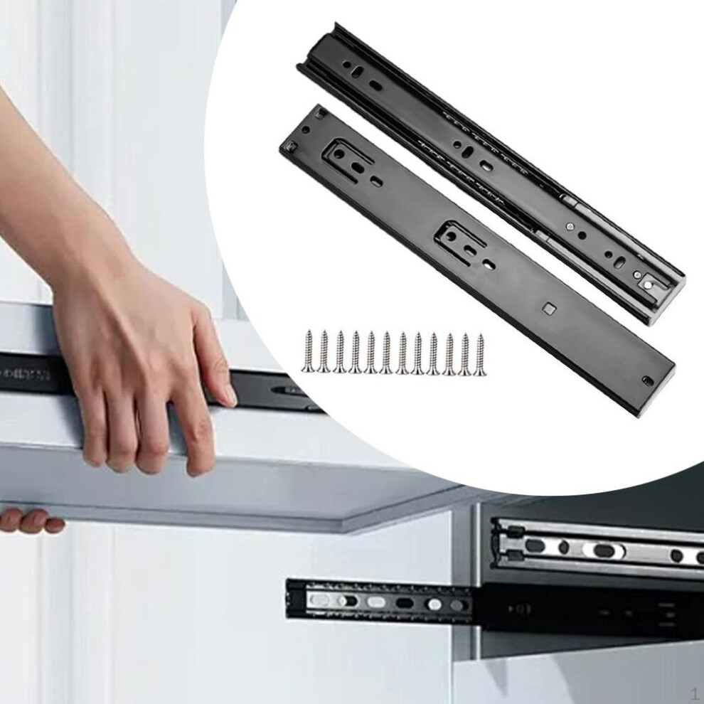 (18 Inch) 2 Pieces Cabinet Drawer Slides Runners 3 Sections Hardware Practical Quiet Replace Easy