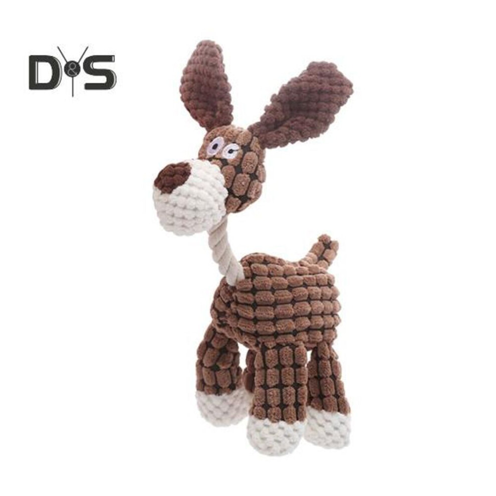 (brown) Cartoon Squeaky Dog Toy Adorable Appearance Wear Resistant Anxiety Relief Teeth Cleaning Teething Toy Puppy Chew Toy