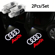 (For Audi Red) 2Pcs LED Car Door Welcome Light HD Wireless Light Projector Lamps For Audi A3 A4 A6 A5 Q5 A1 Q7 Q6 Q3 Q2 Q8 A7 A8 TT S1 SQ5 RSQ
