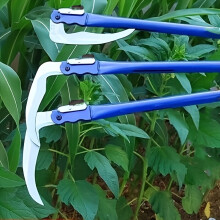 1 pz. Falce pieghevole in lega di acciaio resistente - Falce con manico blu esteso per tagliare efficacemente