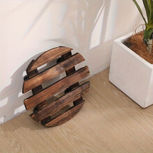 Robusto portavasi rotondo in legno con ruote - Elegante portavasi bianco con ruote in metallo bloccabili