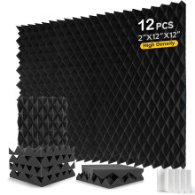 12 pannelli acustici in schiuma a scacchi bianchi e neri, 30,48 x 30,48 x 5,08 cm - Trattamento acustico