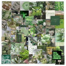 Aspirapolvere - scopa 63 pezzi. Adesivi carini in stile preppy verde