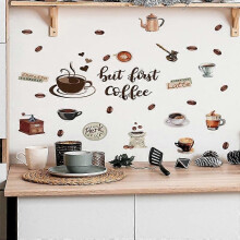 Adesivi murali Aspirapolvere - Scopa Adesivi murali Cucina Bar Citazioni e Lettere Tazze da Caffè Decorazione