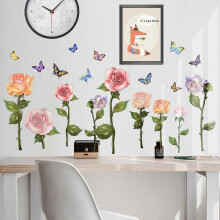 Aspirapolvere - scopa 1 pz. Adesivo da parete con fiori e farfalle