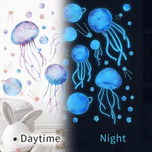 Adesivi luminosi per aspirapolvere e scopa, 4 pezzi adesivi meduse luminose, adesivi da parete meduse