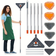 Aspirapolvere - Scopa da 215,9 cm, con manico regolabile, scopa da soffitto con 6 panni sostituibili,