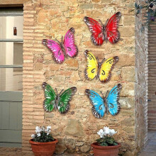 Aspirapolvere - Scopa 5 pezzi Decorazione da parete a forma di farfalla in metallo Decorazione da parete