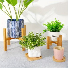 Set di 4 supporti per piante in bambù: supporti per fioriere in legno di bambù, portavasi, uso interno/esterno,