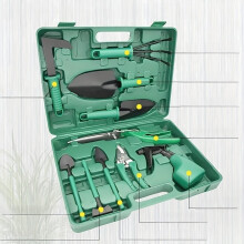 Set di attrezzi da giardino, utensili ergonomici in metallo e plastica, tra cui vanghe, rastrelli, cesoie