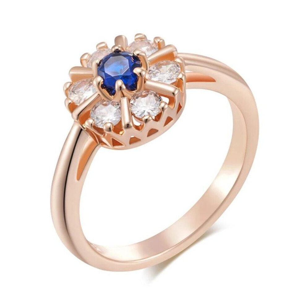 (as the picture, 8) Blue White Zircon Round Rings for Women Glossy Golden Accessories Fashion Rings Costume Jewelry