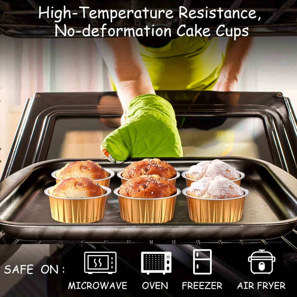 150 Pezzi, 50 Pezzi Di Tazze + 50 Pezzi Di Coperchi + 50 Pezzi Di Cucchiai, Mini Pirottini In Alluminio