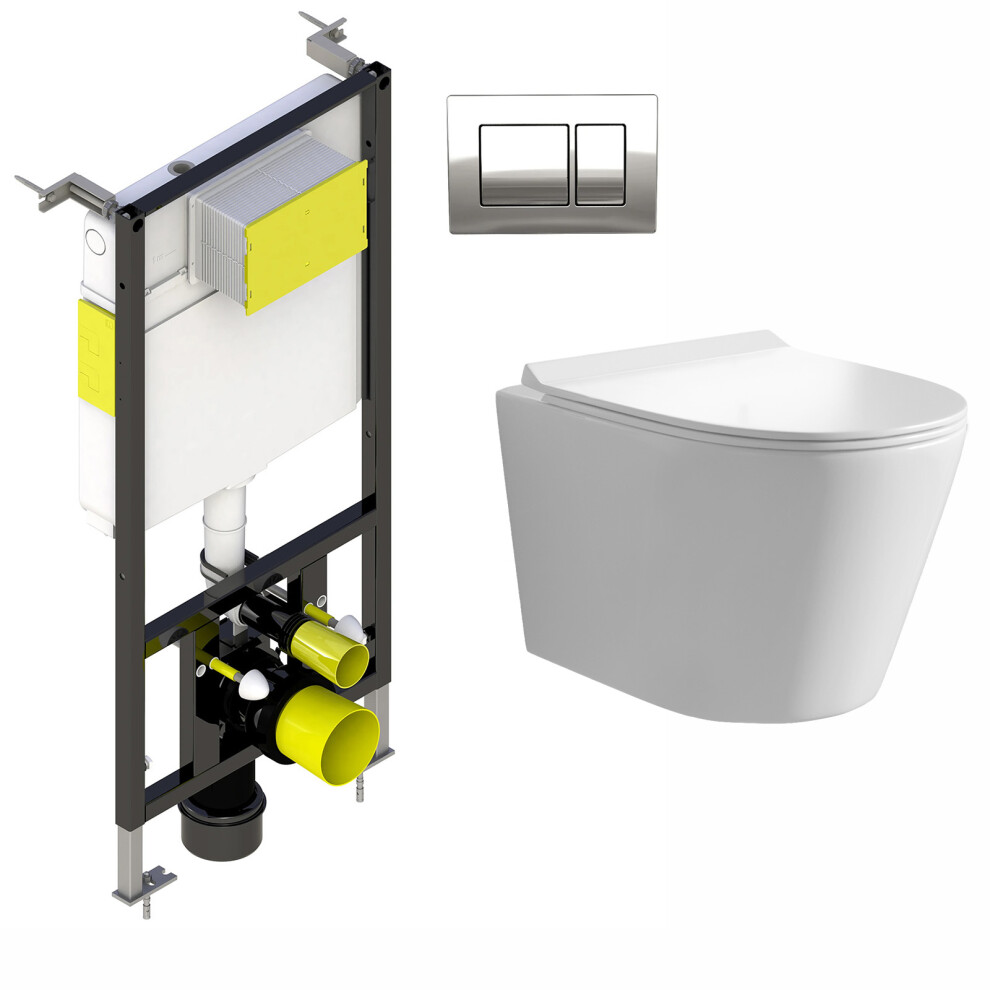 Nes Home Moxley Wall Hung Rimless Toilet Pan And Wc Framed Cistern