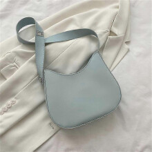 (Blue) SMOOZA Half-Moon Small Shoulder Underarm Bags for Women 2022 Spring New High-quality PU Leather Handbag Luxury Brand Tote~A