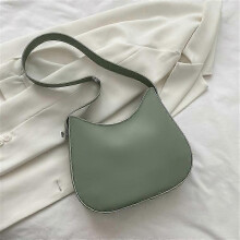 (Green) SMOOZA Half-Moon Small Shoulder Underarm Bags for Women 2022 Spring New High-quality PU Leather Handbag Luxury Brand Tote~A