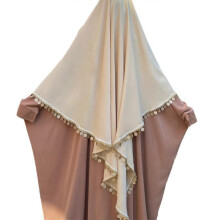 Traditional Turbans for Women Hijab Half-body Hair Wraps Head Wraps for Women Hijab for Muslims Islamic Tasseled  Apricot