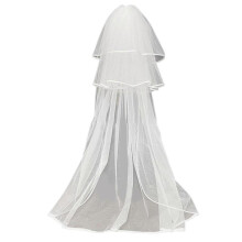 Overlength Bride Sheer Veil with Three Layer Wedding Celebrations Tulles Marriage Bride Wedding Photography Veil  White