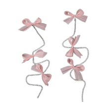 Hair Bow Side Clip Bowknot Barrettes Sweet Chain Hair Bows Cute Bow Hair Clip Hair Bows Hair Accessories for Girl Women  Pink