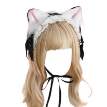 Furry Cat Ear Hair Clip with Adjustable Lace Bow for Women and Girls Supplies for Teenage Girl Female Holiday Party Black
