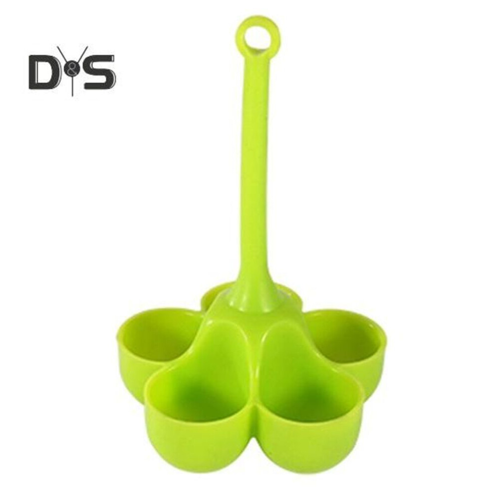 (green) Silicone Egg Steamer 3/5 Cavities Long Handle Heat Resistant Easy Drainage Egg Cooker Steaming Cup Holder Kitchen Supplies