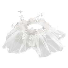 Bridal Veil Bride Elaborate Hair Hoop 3D Flower Short Bachelorette Party Bride Veil Party Head Scarf  White