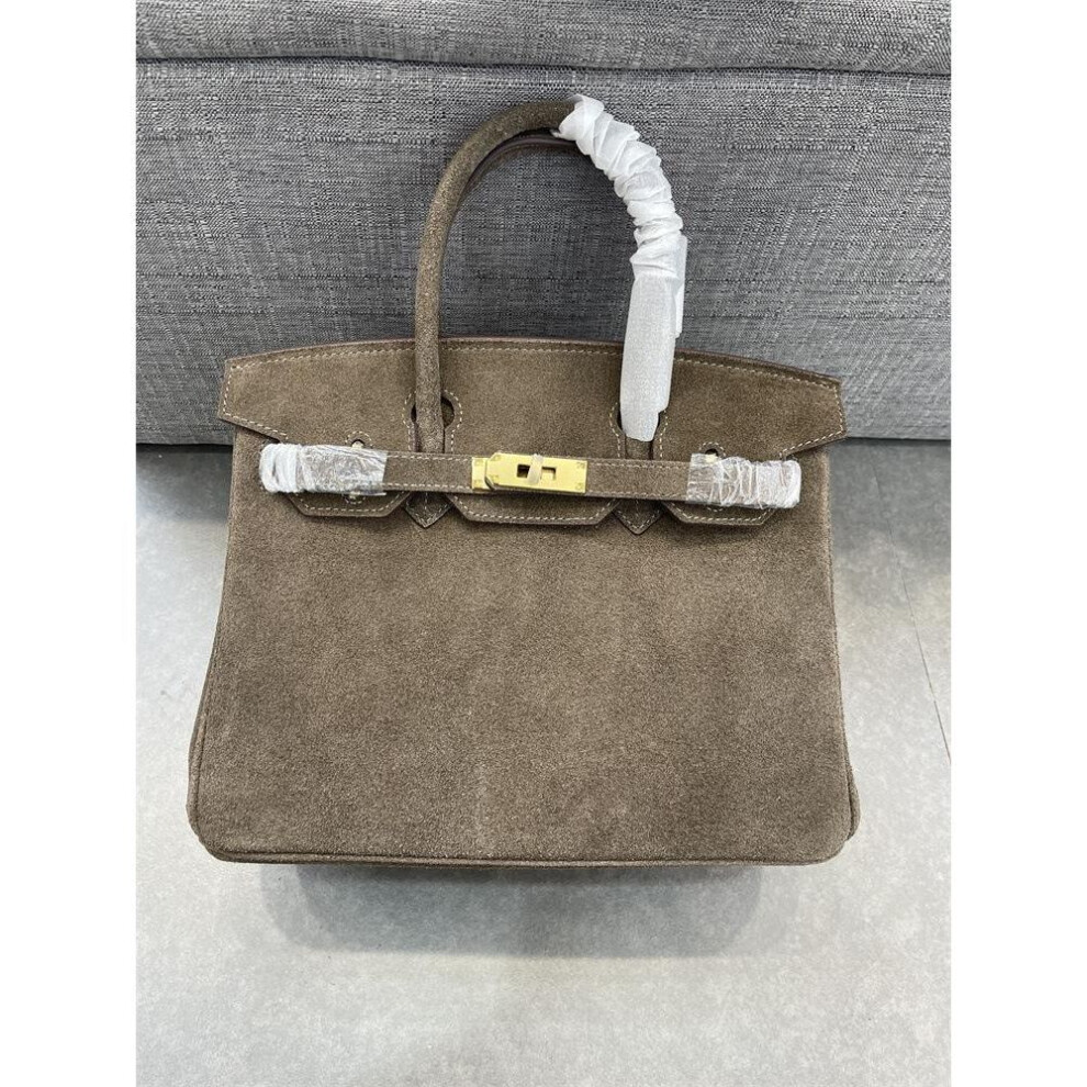 (green, 30x17x22cm) And New Genuine Leather Women's Bag Frosted Leather Suede Leather Platinum Bag Hand-held Single Shoulder Diagonal Cross Bag