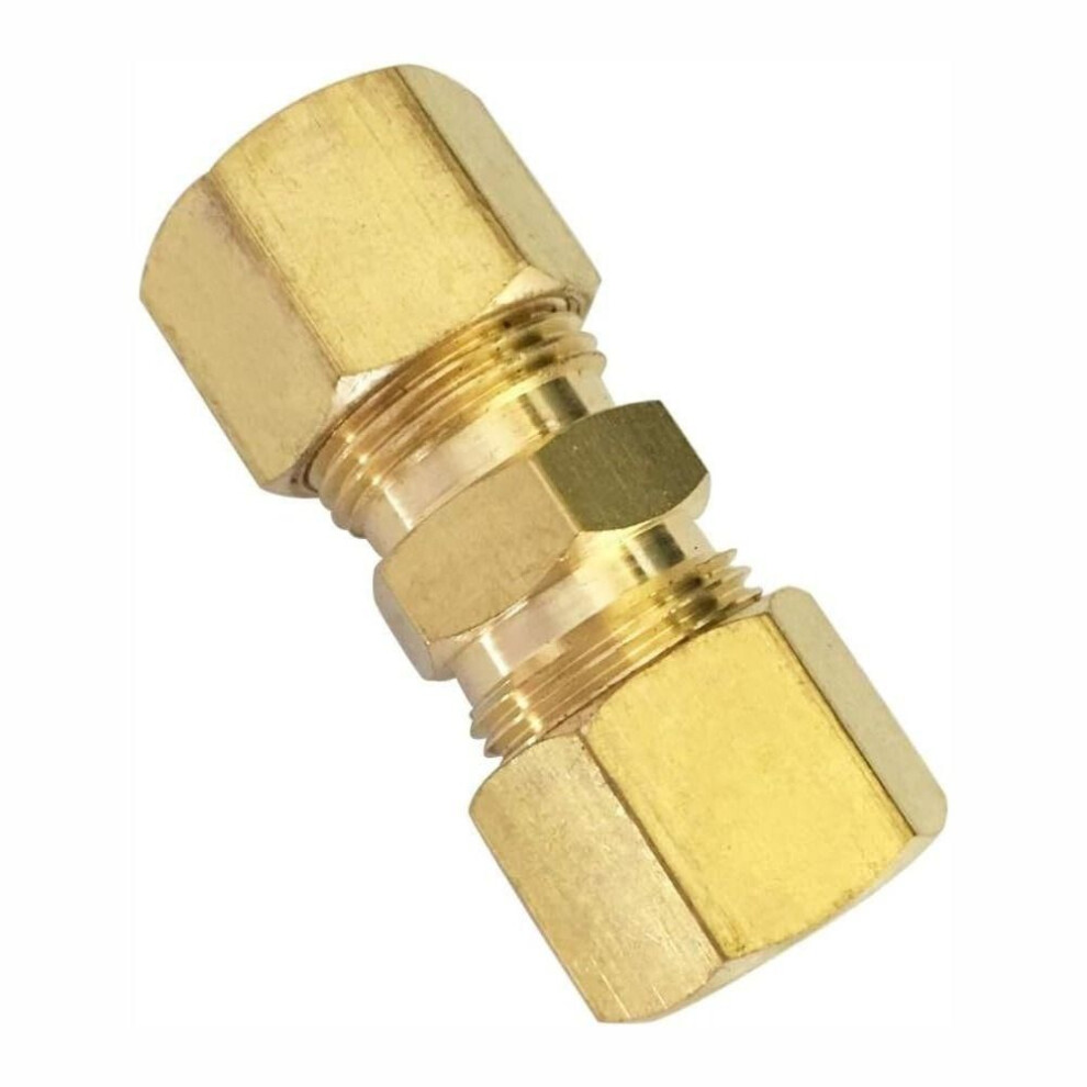 (1Pc) 1/5pcs 1/4" Od X 1/4" Od Brass Compression Tube Fitting Gold Union Connector  Copper, Fuel And