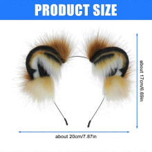 Women Girls Cartoon Tiger for Cat Ears Shaped Headband Gradients Hair Hoop Makeup Wash Face Christmas Party Headpiece