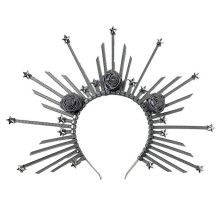 Resin Headband for Womens Fashionable Handmade Resin Alloy Hair Hoop Vintage HairBand Bridal Hair Accessories Silver