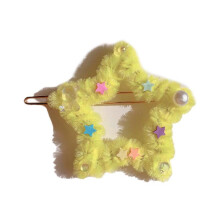 (4 yellow) Faux Pearl Decors Shinning Star Shape Hair Clip Spring Summer Headwear for Woman Birthday Carnivals Non-slip Hairpin 9 orange