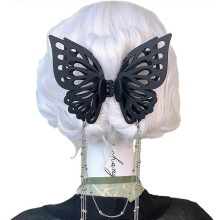 Sweet Girls Ponytail Hair Claw Lovely Female Cute Hollow out Butterfly Shape Hair Claw Casual Banquet Hair Clip for Girl Black