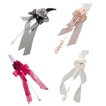 Rose Wand for Women Big Ribbon Bow Hand Cane Elegant Lolita Fairy Stick Cosplay Party Props Tea Party Ornaments Red