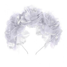 Women Wedding Bridal Headband Garland 3D Simualtion Flower Crown Metal Hair Hoop Festival Party Beach Travel Vacation Headdress Gray