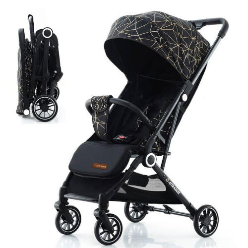 Portable Baby Stroller One-Hand Folding Pushchair WITH Adjustable Backrest Footrest