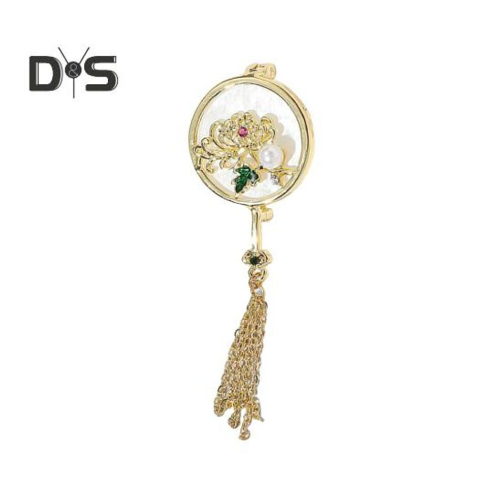 (as the picture, D) Women Brooch Fan Shape Enamel Oil Dripping Chinese Style Anti-slip Polished Coat Collar Bag Scarf Hat Decoration Clothes Pin Party Banquet Clothing