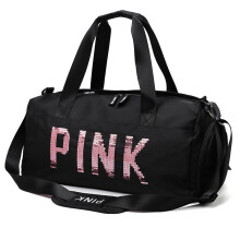 Bolsa de viaje con lentejuelas rosas (negra) para mujer, ideal para entrenamiento físico, gimnasio, yoga, zapatos