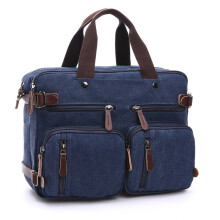 (Azul L) Maletín de lona para hombre, gran capacidad, para ordenador, para exteriores, maletas para hombre, espacioso