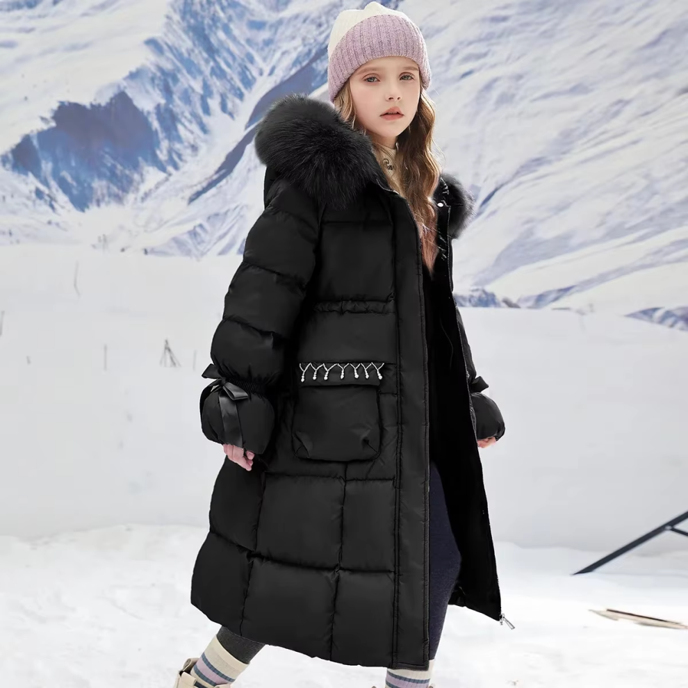 Girls Winter Cotton Jacket Long Warm Coat Age 6,7,8