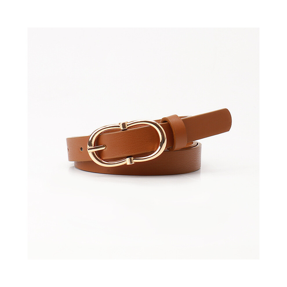 (Tan) Slim Womens Elegant Faux Leather Waist Belt With Alloy Closure Daily Commuting For