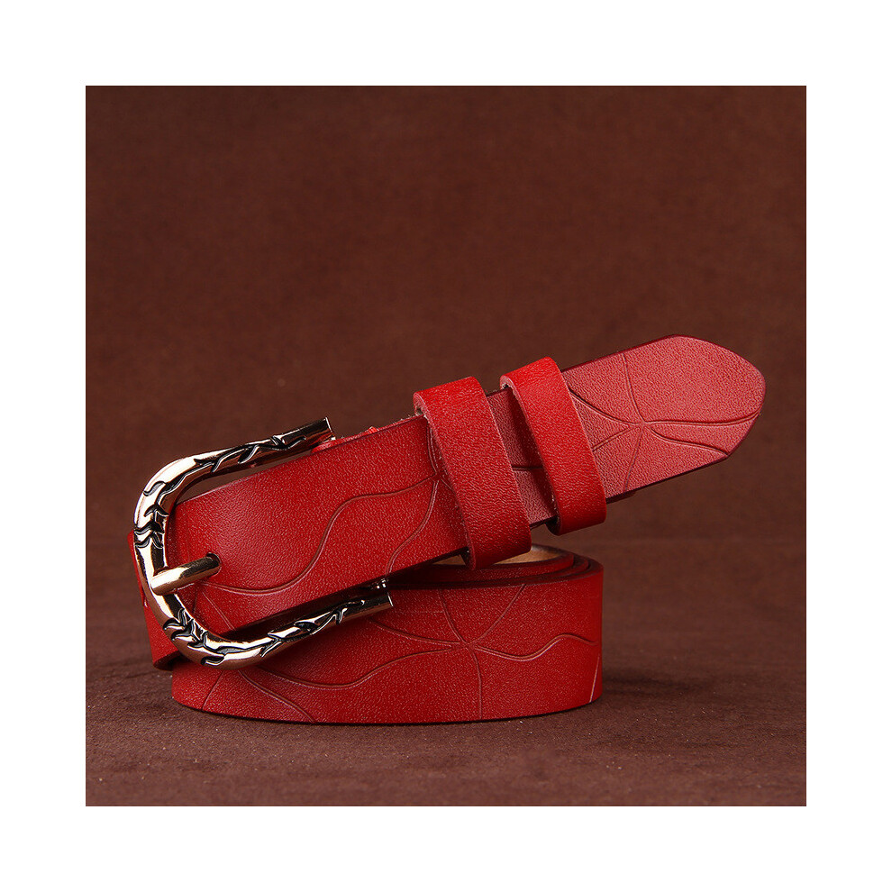 (Red, 115cm) Woman Leather Classic Waist Belt With Alloy Buckle For Fashion And Daily Use-image-OPC-PHDJNVP-NEW