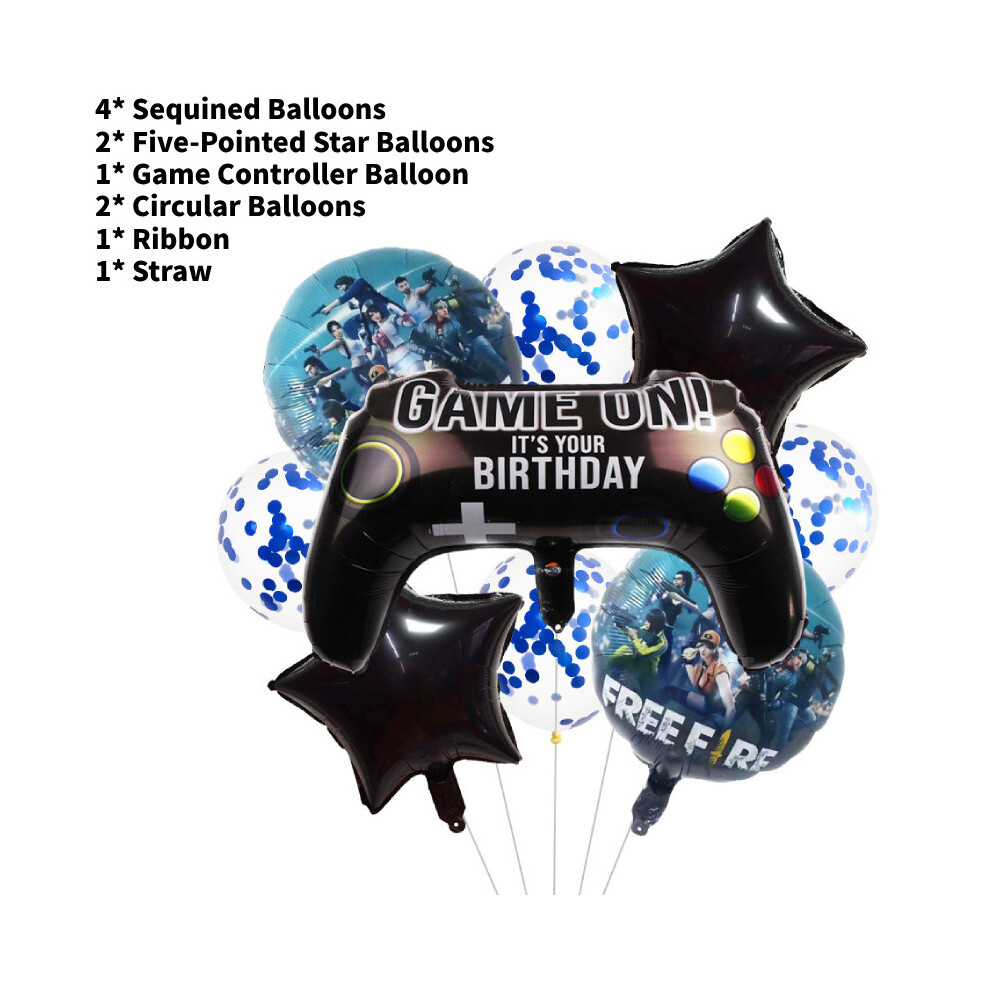 (Light Blue) Free Game Fire Aluminum Foil Balloons Set Five Pointed Star Shape Decor Party-image-OPC-PHDJNWX-NEW