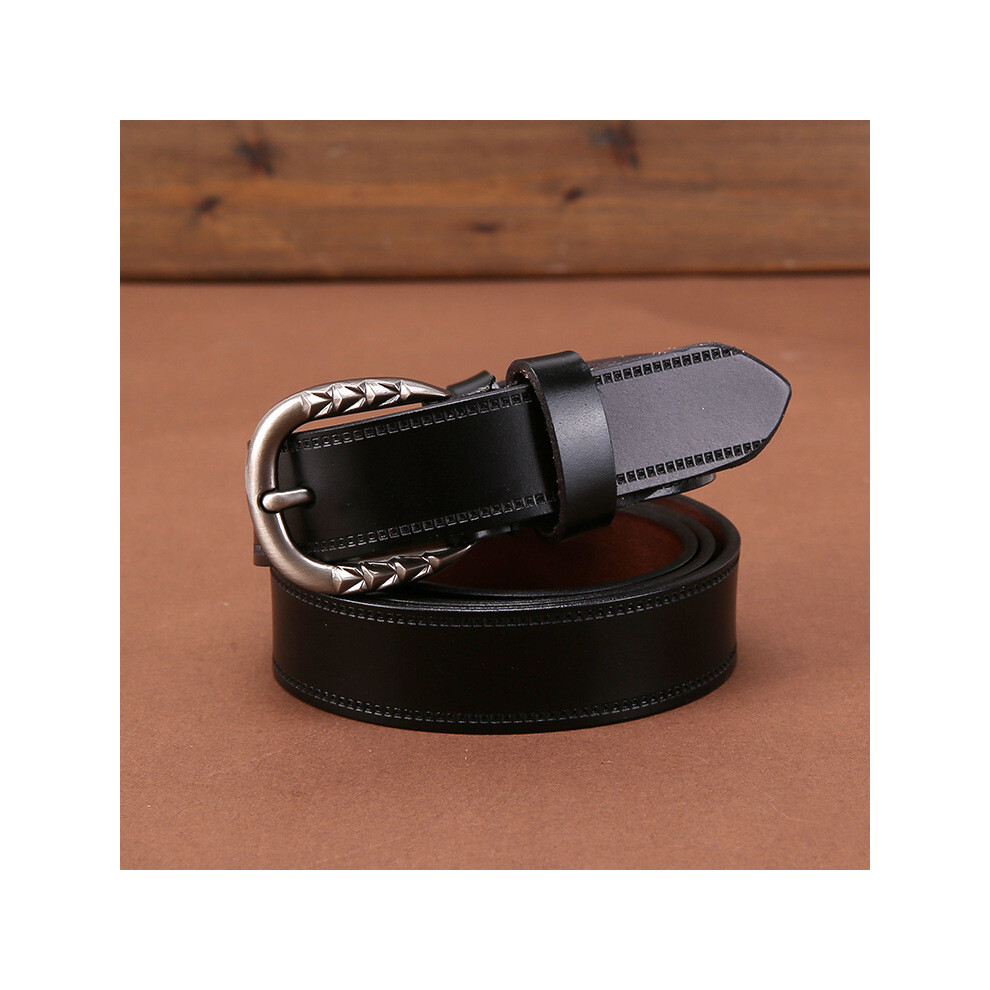 (Black, 105cm) Womens Leather Genuine Waist Belt With Trendy Metal Clasp Fashion For Everyday-image-OPC-PHDJPD7-NEW