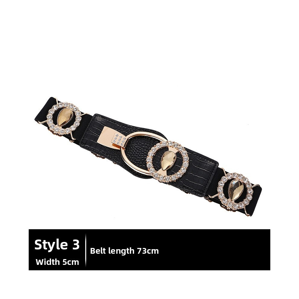 (C) Drill Water Trendy Ultra Wide Belt With Elastic Embellishments Crystal Waistband-image-OPC-PHDJPF5-NEW