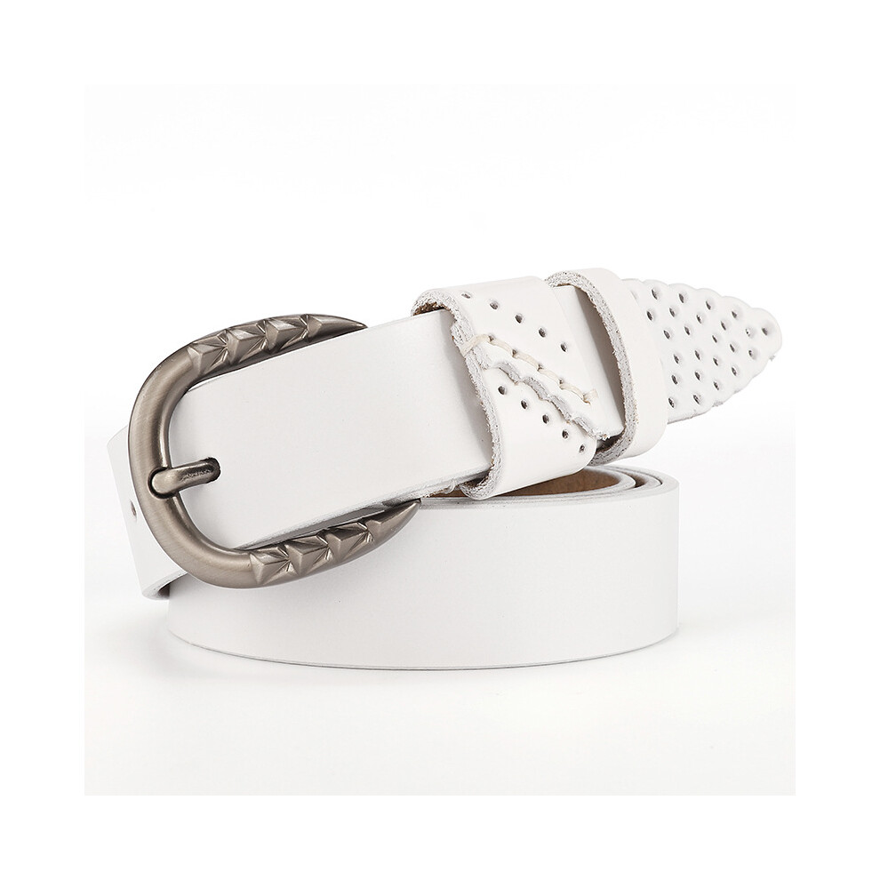(White, 115cm) Cowhide Waist Womens Belt With Metal Pin Buckle Dress Suit Belt Shapewear-image-OPC-PHDJQYJ-NEW
