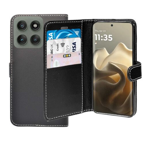 (Black) Case For Motorola edge 60 Pro Wallet Flip Cover 1